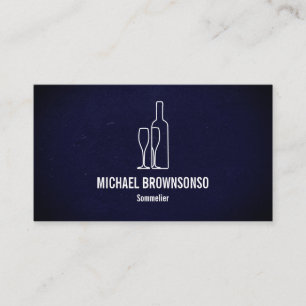 Tarjeta De Visita Botella de vino azul sommelier