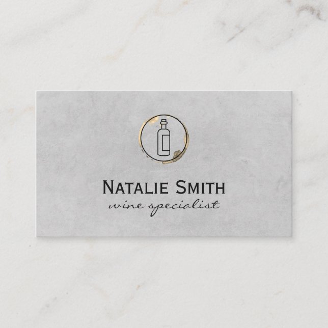 Tarjeta De Visita Botella de vino de lujo y fuente (Anverso)