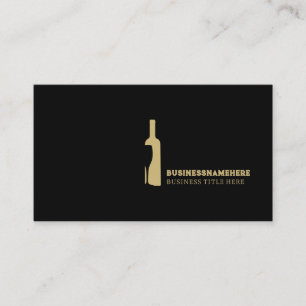 Tarjeta De Visita Botella de vino de oro Sommelier Negro Elegante