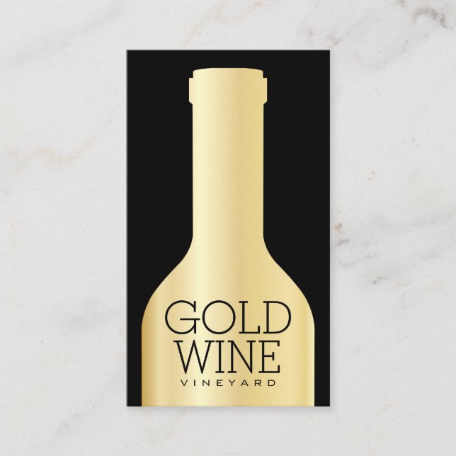 Tarjeta De Visita Botella de vino | Dorado (Anverso)