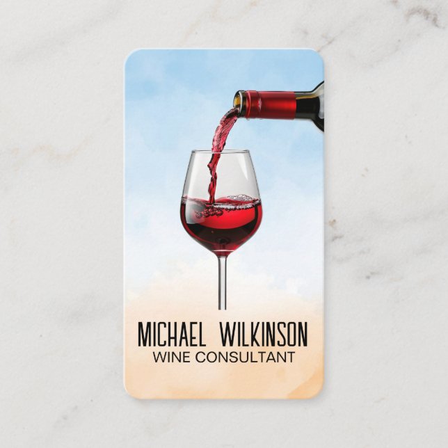 Tarjeta De Visita Botella de Vino Tinto | Restaurante  (Anverso)
