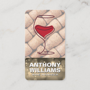 Tarjeta De Visita Botella de Vino Vidrio Logotipo Negro   Corchos   