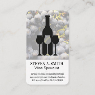 Tarjeta De Visita Botella de vino y copas   Uvas
