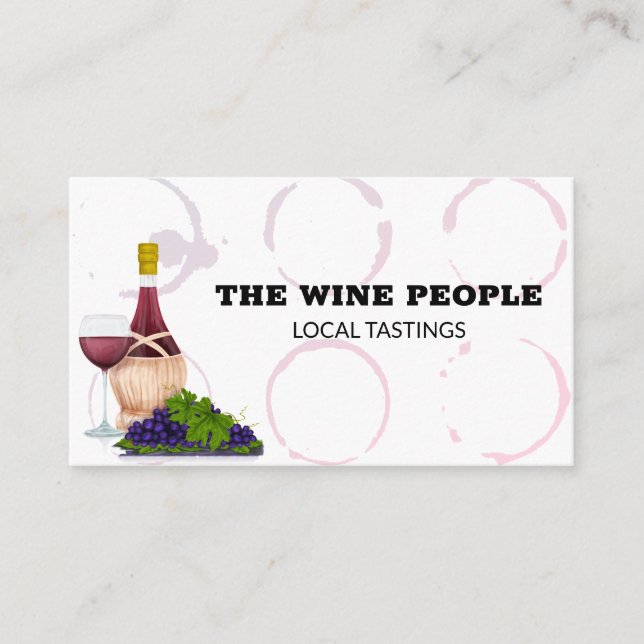 Tarjeta De Visita Botella de vino y uvas | Bodega | Vinos Stains (Anverso)