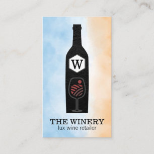 Tarjeta De Visita Botella de vino y vaso Monograma