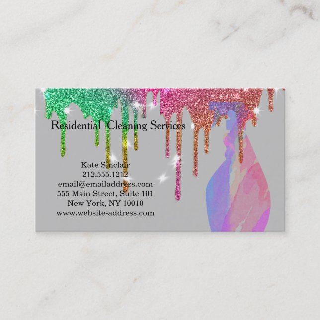 Tarjeta De Visita Botella moderna para pulverización de servicio de  (Anverso)