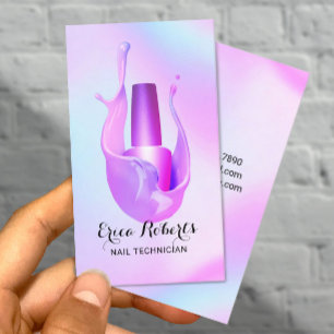 Tarjeta De Visita Botella polaca Pastel Purple Splash de la Salon Na