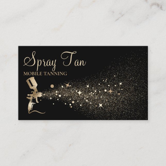 Tarjeta De Visita Botella Tan Spray Sparkling Gold (Anverso)