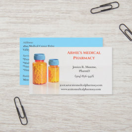 Tarjeta De Visita Botellas azules naranja Píldoras Farmacéuticas
