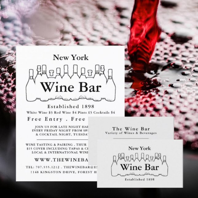 Tarjeta De Visita Botellas blancas y negras, bar de vinos/bodega (Subido por el creador)