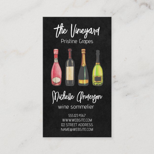 Tarjeta De Visita Botellas de Bodega | Catas (Anverso)