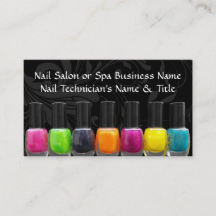 Tarjeta De Visita Botellas de esmalte de uñas coloridas, Salón de uñ