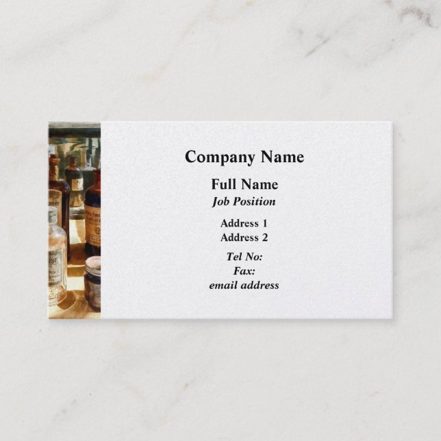 Tarjeta De Visita Botellas de la medicina en el caso de cristal (Anverso)