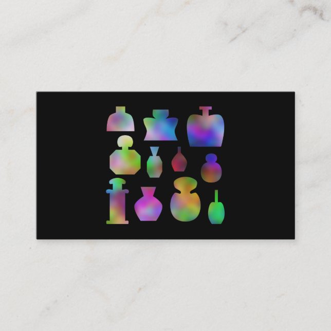 Tarjeta De Visita Botellas de perfume multicoloras (Anverso)