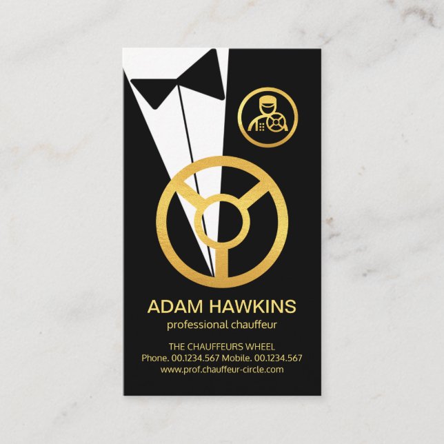 Tarjeta De Visita Botón Boutonniere de Tuxedo Gold Chauffeur (Anverso)