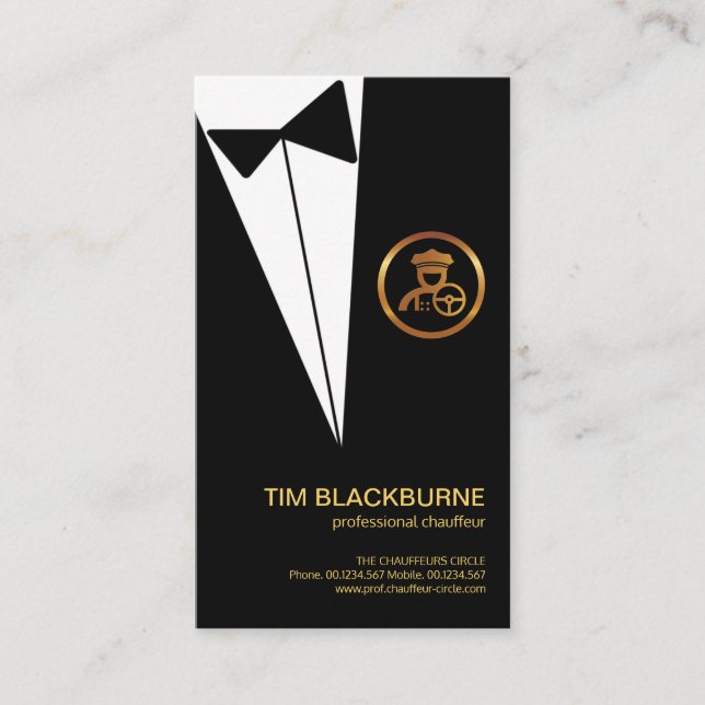 Tarjeta De Visita Botón Boutonniere negro Tuxedo dorado (Anverso)