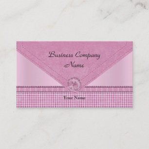 Tarjeta De Visita Botón de verificación rosa y blanco de gingham lin