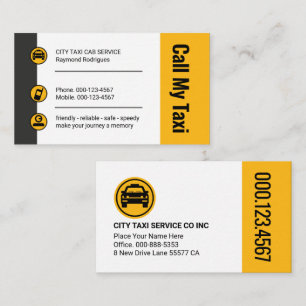 Tarjeta De Visita Botones de Taxi Elegantes para Conductores de Taxi