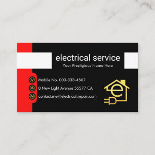 Tarjeta De Visita Botones verticales rojos con símbolo de electricid