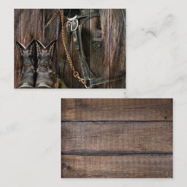 Tarjeta De Visita Bots De Caballo Y Vaquero De Estilo Occidental (Anverso / Reverso)