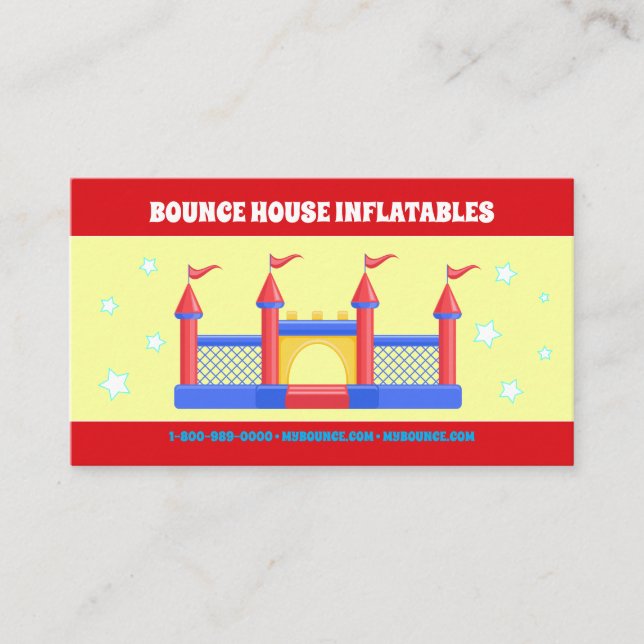 TARJETA DE VISITA BOUNCE HOUSE INFLATABLES FIESTA TRUCK BUSINESS (Anverso)