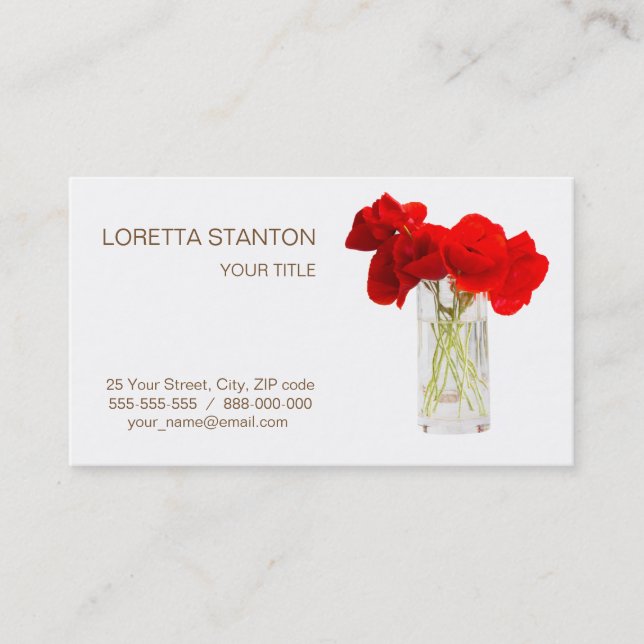 Tarjeta De Visita Bouquet de amapolas rojas (Anverso)