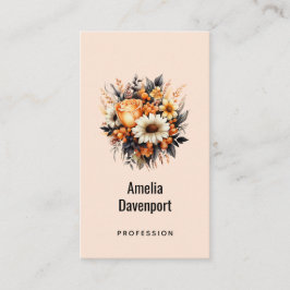 Tarjeta De Visita Bouquet de flores grises amarillas naranjas