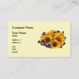 Tarjeta De Visita Bouquet de girasoles y la estatua morada