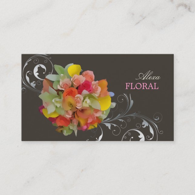Tarjeta De Visita Bouquet de novias de PixDezines, floristas/anteced (Anverso)