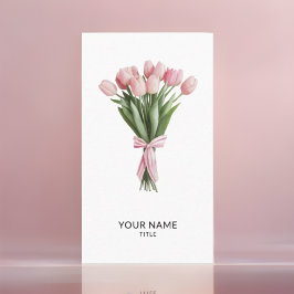 Tarjeta De Visita Bouquet de Tulipanes Rosados Código Qr