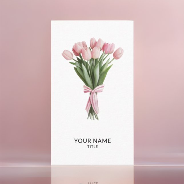 Tarjeta De Visita Bouquet de Tulipanes Rosados Código Qr (Subido por el creador)