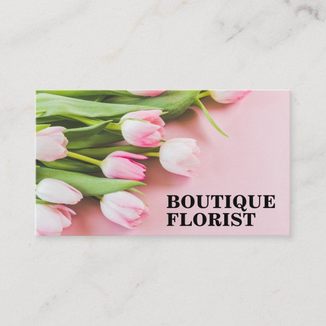 Tarjeta De Visita Bouquet de tulipanes rosados | Florismo (Anverso)