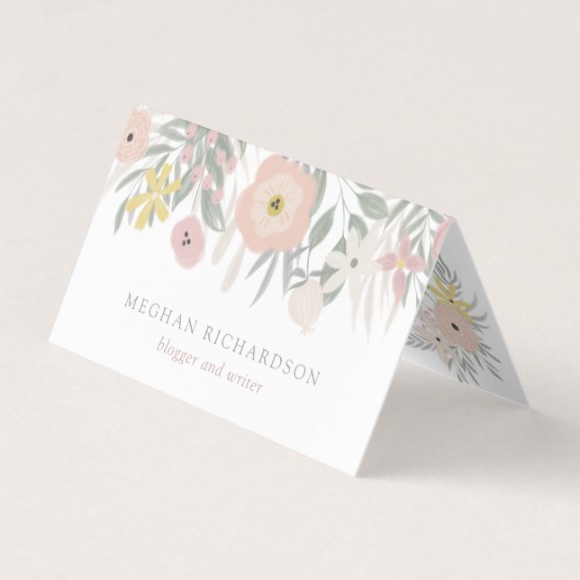 Tarjeta De Visita Bouquet floral rosa bonito sobre blanco (Anverso)