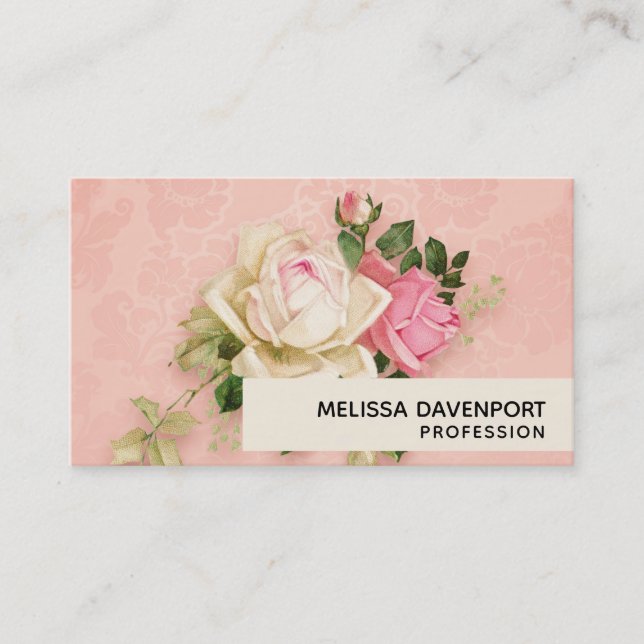 Tarjeta De Visita Bouquet rosa rosa blanco (Anverso)