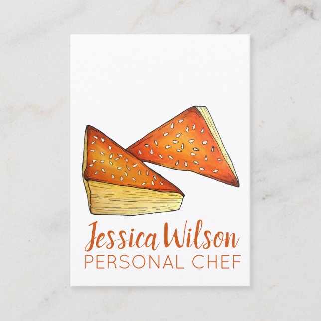 Tarjeta De Visita Bourekas Sabrosa Pasta Comida Israelí Gastronomía  (Anverso)