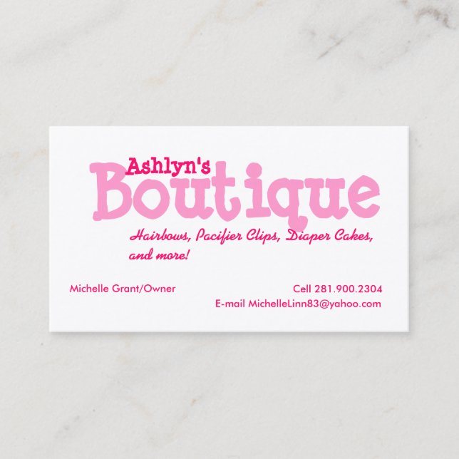 Tarjeta De Visita Boutique (Anverso)