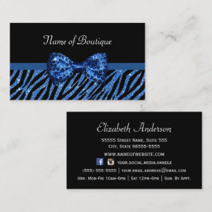 Tarjeta De Visita Boutique Cebra Lazo Azul