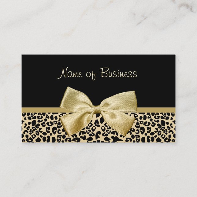 Tarjeta De Visita Boutique de Arco de Leopardo Dorado (Anverso)