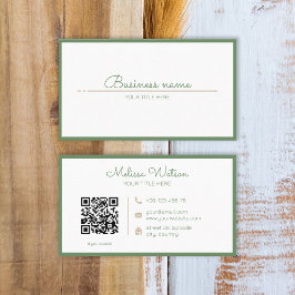 Tarjeta De Visita boutique de códigos QR verde sabio natural