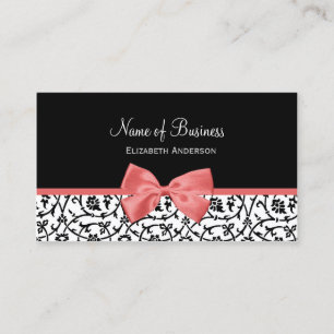 Tarjeta De Visita Boutique de Damasco con Lazo Rosa