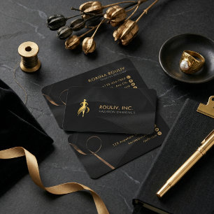 Tarjeta De Visita Boutique de diseñador de moda elegante Oro Negro
