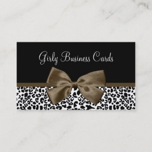 Tarjeta De Visita Boutique de Lazo de Leopardo de Bronce