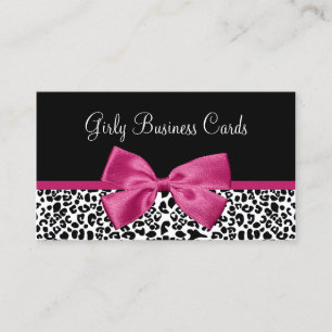 Tarjeta De Visita Boutique de Lazo de Leopardo Rosa