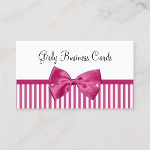 Tarjeta De Visita Boutique de Lazos de Raya Rosa