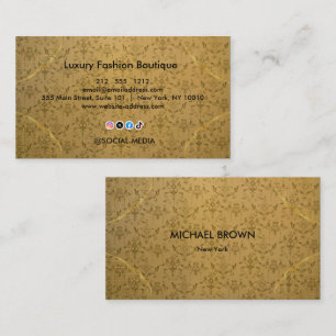 Tarjeta De Visita Boutique de Moda de Lujo en Oro Elegante Floral