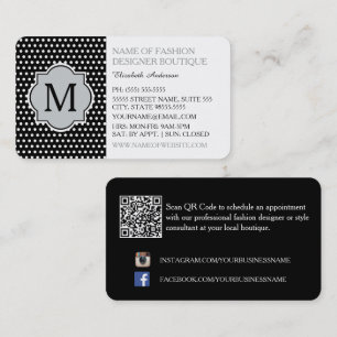 Tarjeta De Visita Boutique de moda de lunares negros