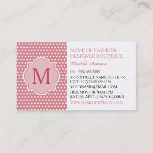 Tarjeta De Visita Boutique de Moda de Lunares Rosas