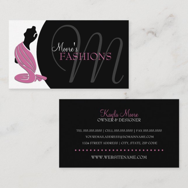 Tarjeta De Visita Boutique de Moda Elegante (Anverso / Reverso)