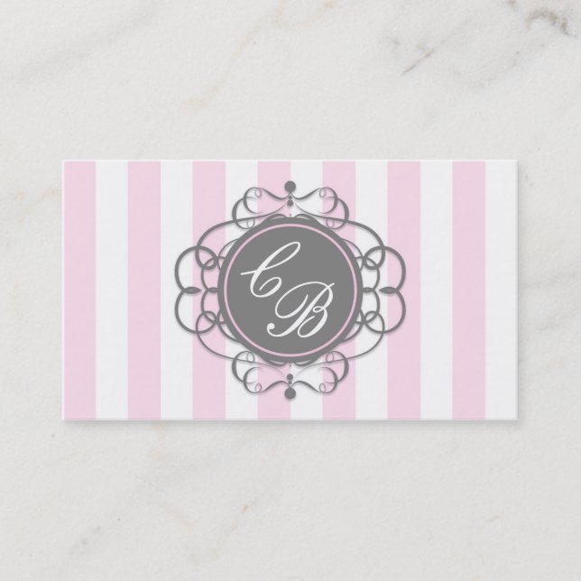 Tarjeta de visita Boutique de Moda Rosa y Gris Str (Anverso)
