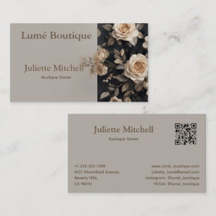 Tarjeta de visita boutique elegante floral rosa vi